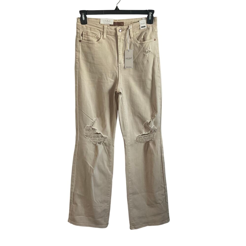 Judy Blue‎ High Rise 90’s Straight Leg Distressed Khaki Jeans - Size 9/29 - NEW